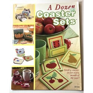 Annie’s Plastic Canvas Pattern Book – 12 Coaster Set Designs – New - vn